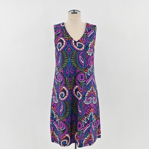 Jude Connally Dresses & Skirts - Jude Connally Paisley Shift Dress Womens Size S Colorful Sleeveless V Neck USA